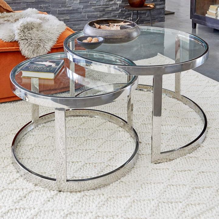 Image du produit Loberon Set de 2 tables d'appoint Cibran argenté (45 x 80 cm)