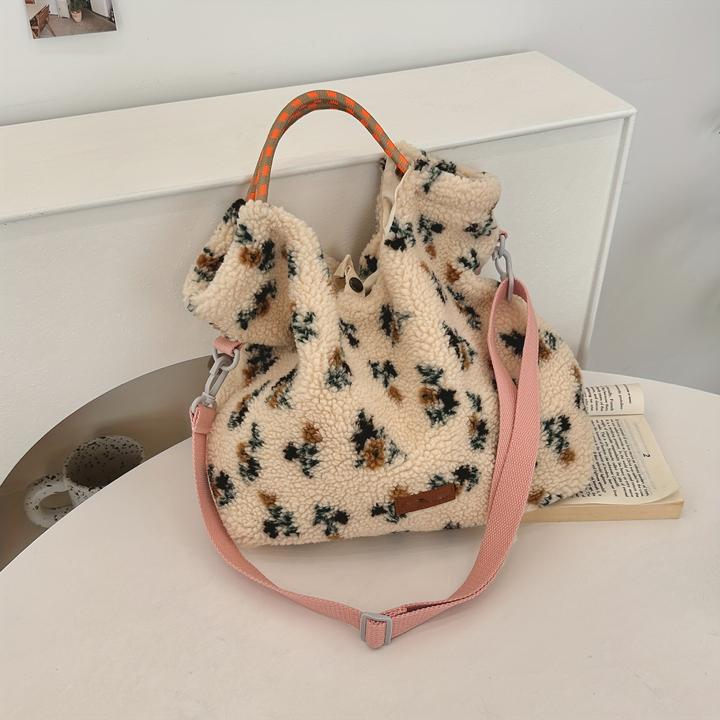 Produktbild Only-Bags.Store Schicke gestreifte Plüsch-Tasche - vielseitige modische Schulter- und Umhängetasche mit abnehmbarem