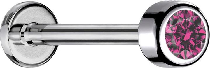 Produktbild Star Piercing Micro Labret Innengewinde silber Zylinder mit Kristall pink (Titan G23, ohne Messing)
