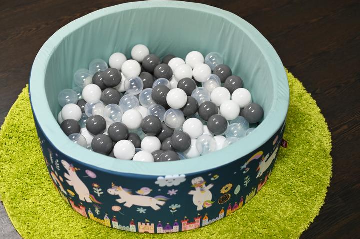Produktbild Knorrtoys Bällebad soft - "Unicorn petrol" - 150 balls grey/white/transparent (7 cm)