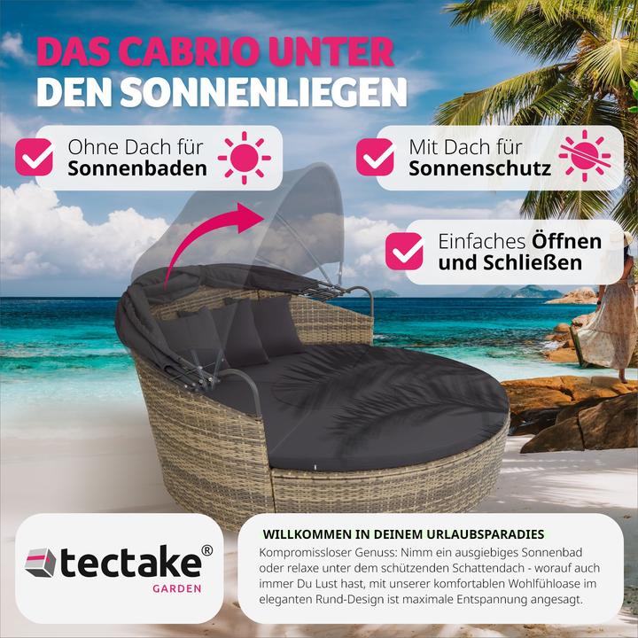 Produktbild tectake Sonneninsel Rattan mit Aluminiumgestell und Sonnendach