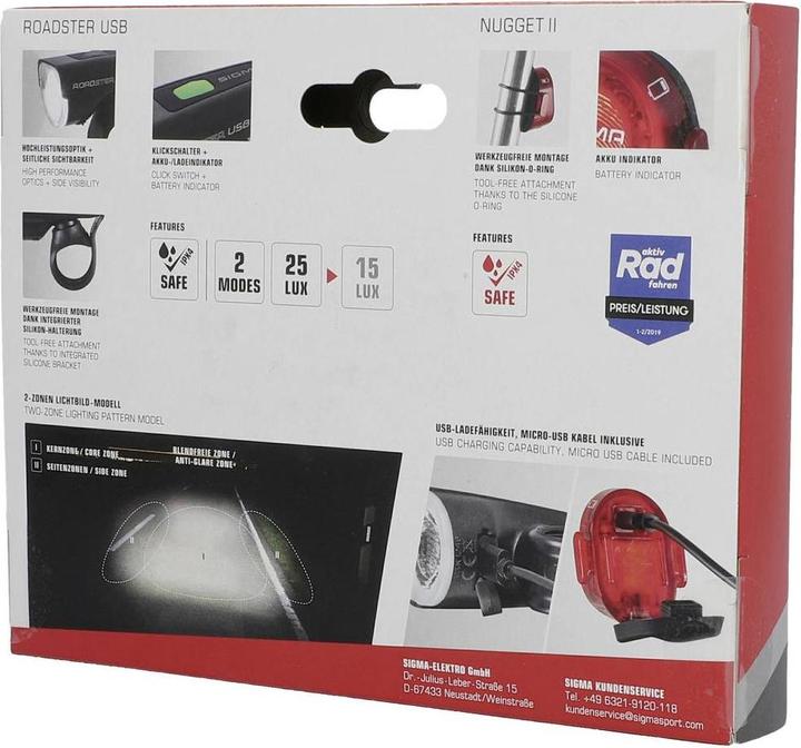 Immagine prodotto Sigma Sport Set di illuminazione Roadster USB/Nugget II