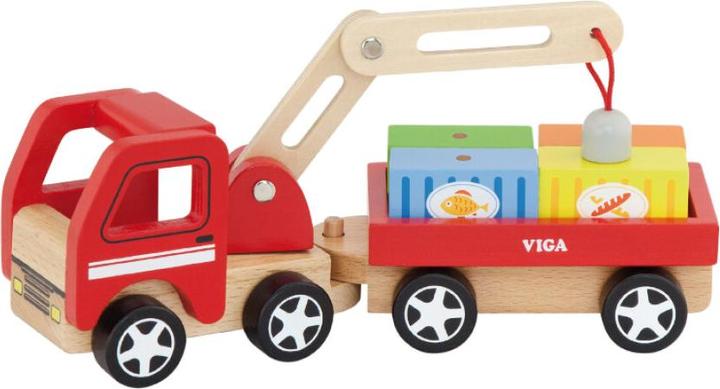 Produktbild Viga Toys Spielzeug Holzkran mit Containern