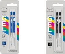 Actual product image Parker Pen Gel refill ECO, blue, line width: M, blister of 2 quick-drying, smudge-proof ink, suitable for a (Gel mine, Blue, 0.70 mm)