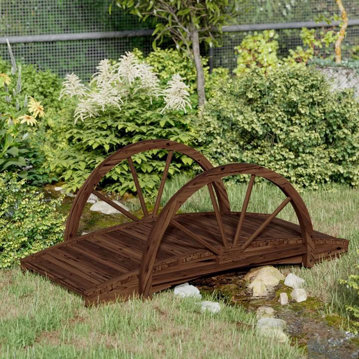 VidaXL Garden Bridge with Wheel Design 99x50x38 cm Solid Fir Wood