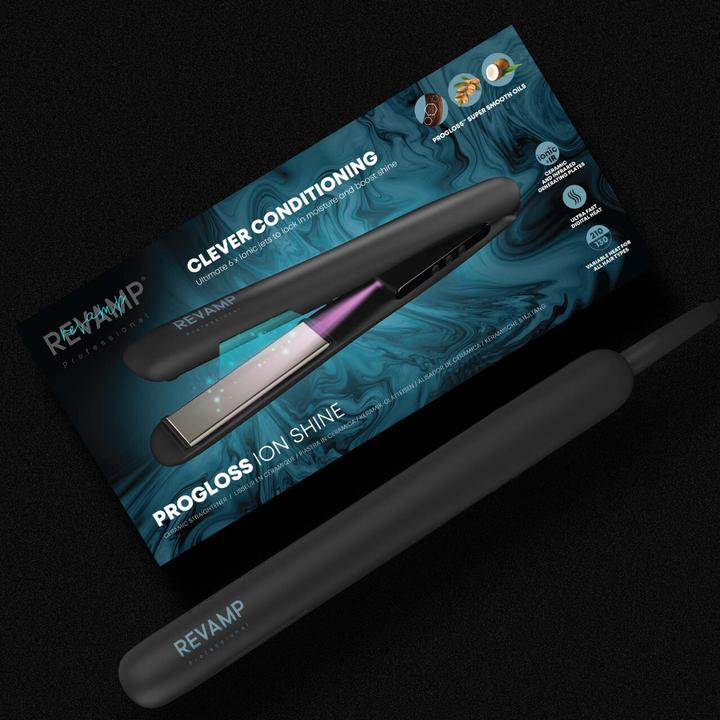 Immagine prodotto Revamp Progloss Ion Shine con la tecnologia ionica - 6 elementi ionici per una perfetta lucentezza del (Piastra per capelli)