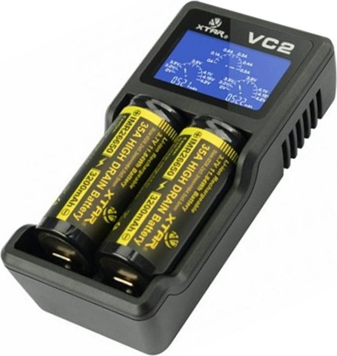 Actual product image AccuCell 2 pieces CR123A Li-ion USB charger with large display (2 pcs., CR123A, 760 mAh, Battery + charger)