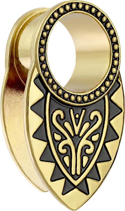 Immagine prodotto Star Piercing Scudo vintage placcato oro Flesh Tunnel (senza ottone, Acciaio chirurgico 316L)