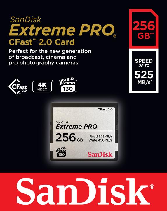 Produktbild SanDisk Cfast Card Extreme PRO (256 GB, CFast 2.0)