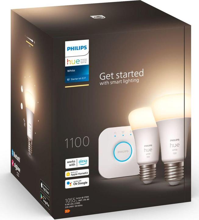 Actual product image Philips Hue White Starter Set (E27, 9.50 W, 1055 lm, 2 x, F)