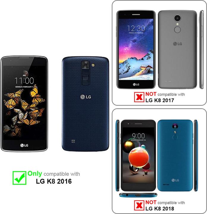 Produktbild Cadorabo Book mit 3 Kartenfächer Cover (LG K8)