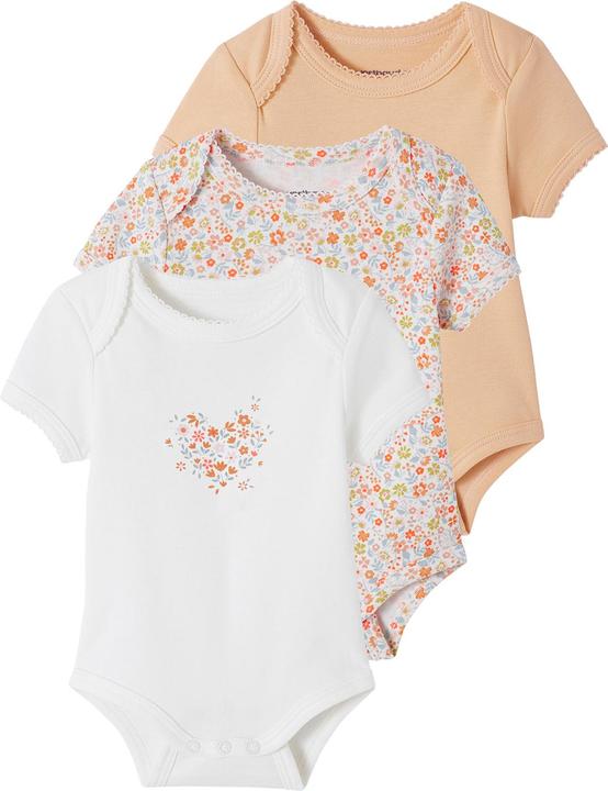 Vertbaudet 3er-Pack mitwachsende Baby Schlupfbodys, Bio-Baumwolle Oeko-Tex