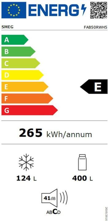 Label énergétique Smeg Style rétro FAB50RWH5 (524 l)