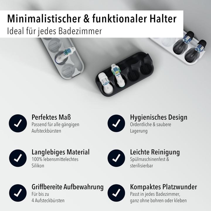 Produktbild Qikfresh Aufsteckbürstenhalter 4er Grau (Zahnbürstenhalter)