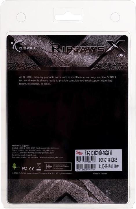 Immagine prodotto G.Skill RipjawsX (2 x 8GB, 2133 MHz, DDR3-RAM, DIMM)