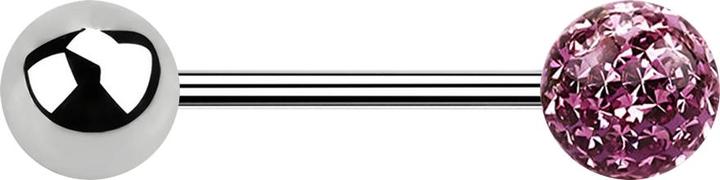 Actual product image Star Piercing Micro Barbell silber mit Kugel und Kristallkugel hellviolett Epoxy Schutzschicht (Surgical steel 316L, without brass)