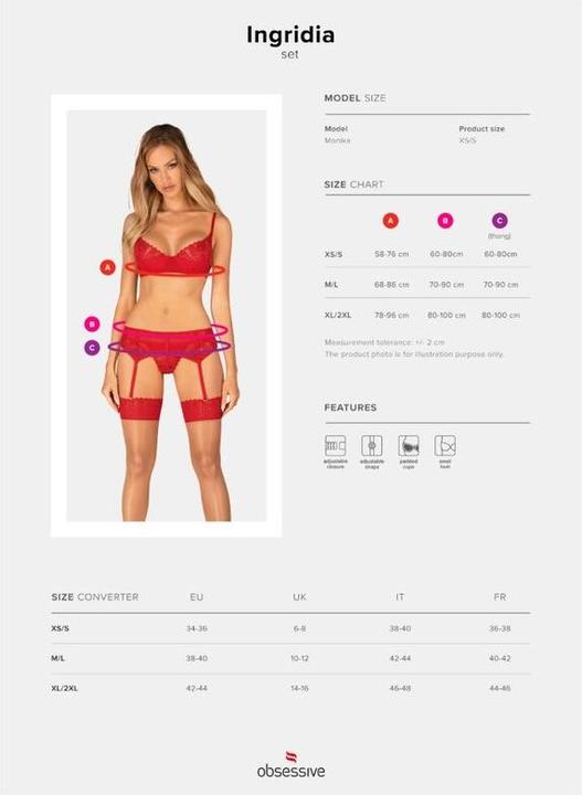 Produktbild Obsessive Ingridia 3teiliges Set Rot (M, L)