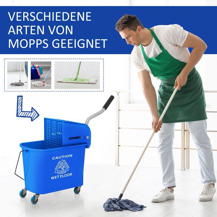 Image du produit Swisshandel24 Putzwagen Fahreimer Putzeimer 20 Liter Wischwagen mit Presse 2 Kammern Blau (1 pcs)