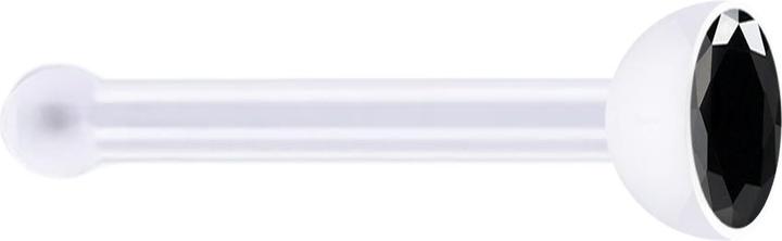Star Piercing Nasenstecker gerade transparent mit Kristall schwarz (ohne Messing, Bioflex)