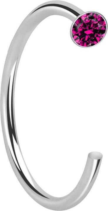 Star Piercing Nasenring offen silber Kristall fuchsia (925 Sterlingsilber, ohne Messing)