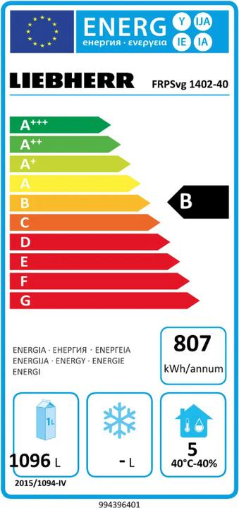 Etichetta energetica Liebherr Unità di refrigerazione commerciale (1360 l)