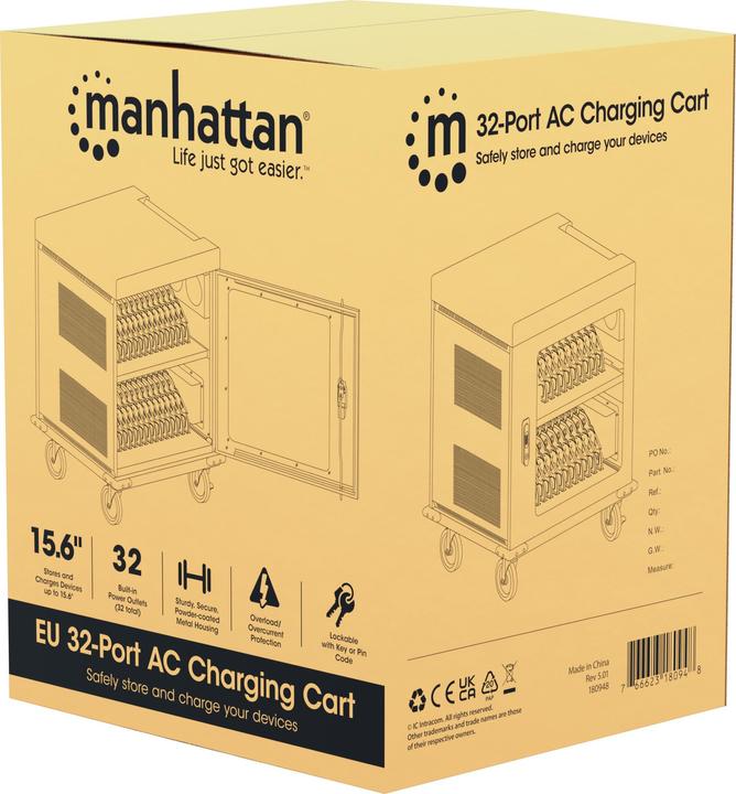 Actual product image Manhattan Charging cabinet on castors with 32 sockets