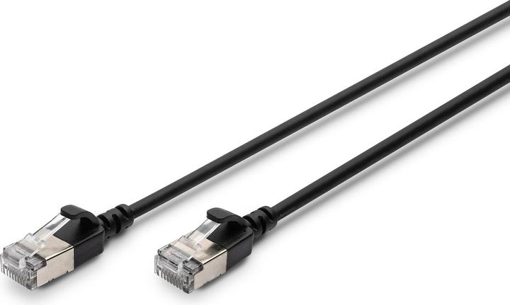 Actual product image Digitus CAT 6A class Ea, F/FTP, twisted pair patch cable, Cu, LSZH, AWG 32/7, length: 0.5 m, black (F/FTP, CAT6a, 0.50 m)