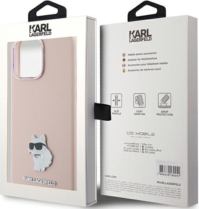 Actual product image Karl Lagerfeld KLHCP15LSMHCNPP iPhone 15 Pro 6.1" różowy/pink Silicone Choupette Metal Pin (Apple iPhone 15 Pro)