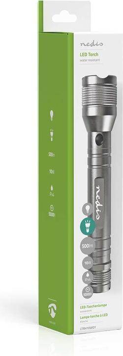 Immagine prodotto Nedis Torcia LED, Premium, 500lm - argento (4.40 cm, 500 lm)