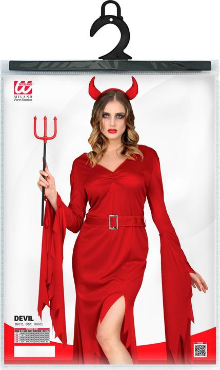 Actual product image Widmann Witch women's costume with dress, belt and devil horns (M)