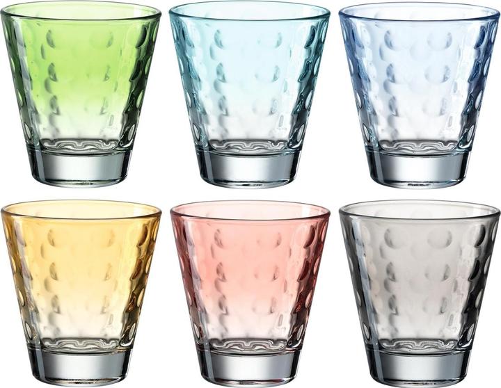 Actual product image Leonardo Drinking glass Optic Pastel 215 ml, 6 pieces, Multicoloured (0.22 l, 6 x)