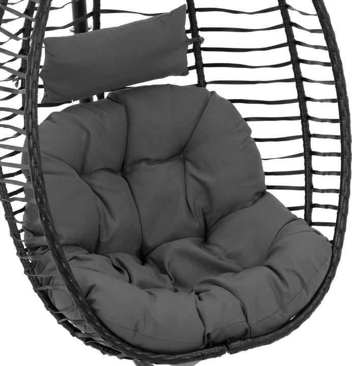 Actual product image Uniprodo Outdoor Hanging Chair with Stand - foldable seat - black/grey - oval (150 kg)