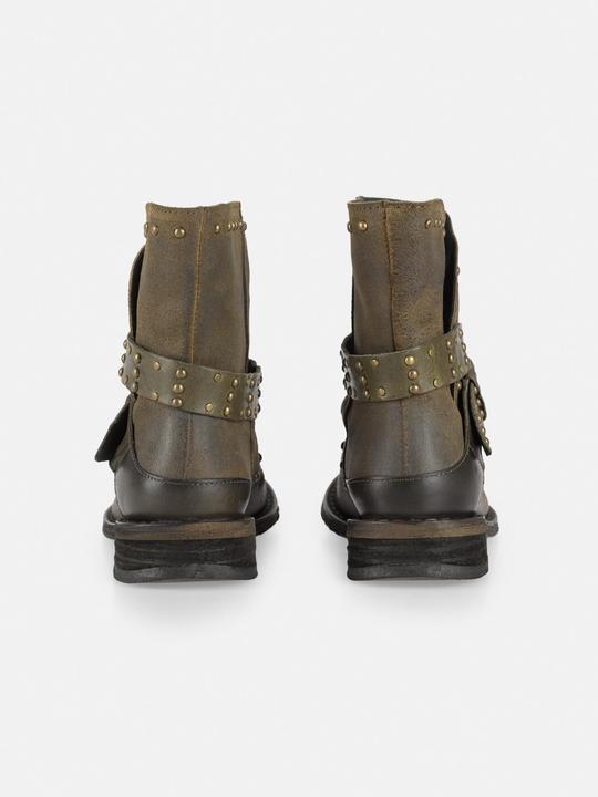 Produktbild Felmini GREDO D905 Bikerstiefel mit dekorativen Nieten entlang des Schafts und Schnallenriemen, mit einem Vi (39)