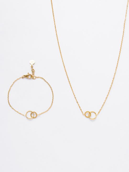Produktbild Tara Style Two Circles Twisted Set (waterproof) (18k Edelstahl vergoldet, 100% wasserfest)