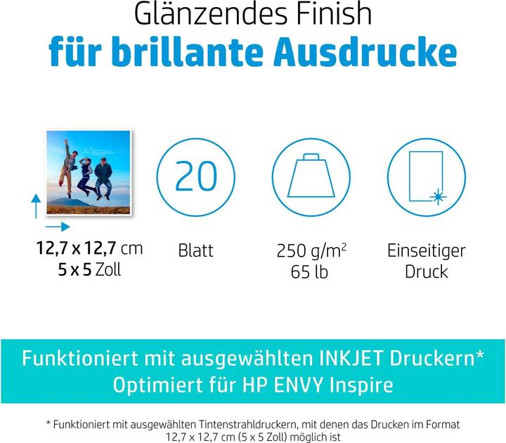 Produktbild HP Advanced Glänzend (250 g/m², 127 x 127 mm, 1 x)