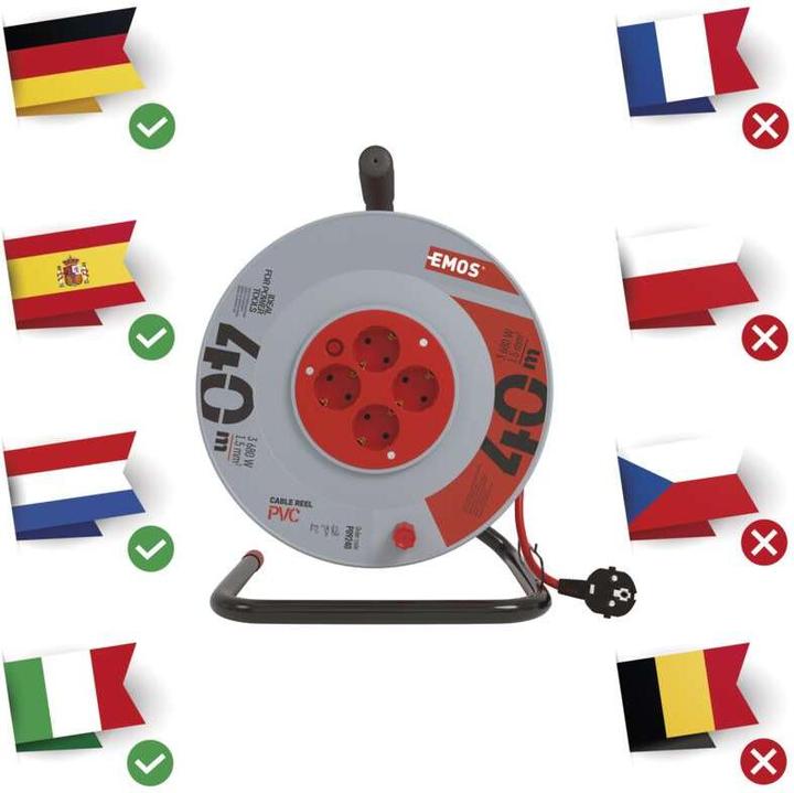Produktbild Emos Kabeltrommel für den Innenbereich IP20 | Schuko 40 m (40 m)