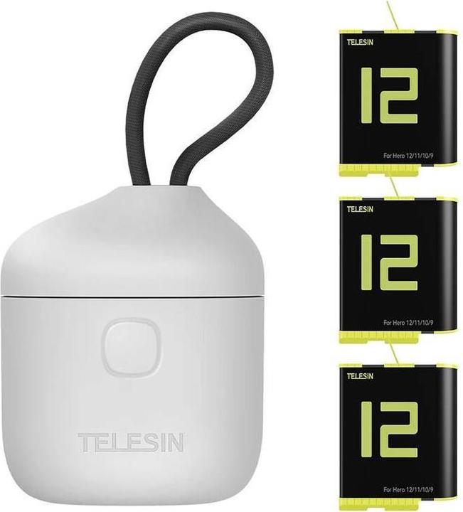 Immagine prodotto Telesin Allin box caricatore a tre canali + 3 batterie per GoPro Hero 12 / 11 / 10 / 9 (giallo) (Eroe 12, Eroe 9, Eroe 11, Eroe 10)