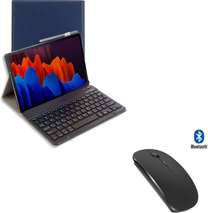 Produktbild Lobwerk 3in1 Bluetooth Tastatur (Weiss) + Maus + Hülle für Samsung Galaxy Tab S7 FE/S7+/S8+ T730/T970/X800 (X)