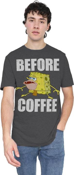 Actual product image Spongebob Squarepants Unisex Adult Before Coffee Meme T-Shirt (S)
