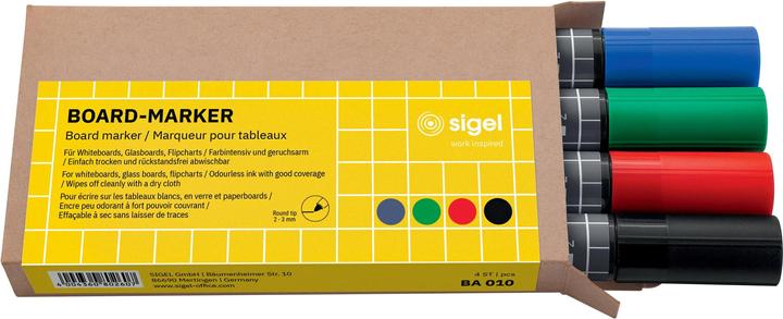 Actual product image Sigel Non-permanent marker 4 pieces, black/blue/green/red (Green, Red, Black, Blue, 3 mm, 4 x)