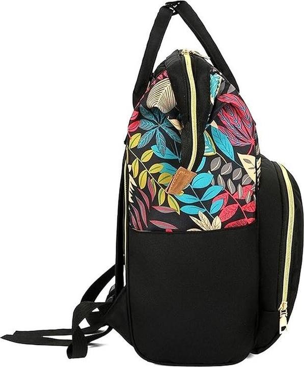 Produktbild Only-Bags.Store Leaf Print Diaper Bag, Top Handle Mommy Backpack, Casual Travel Daypack mit Bottle Pockets
