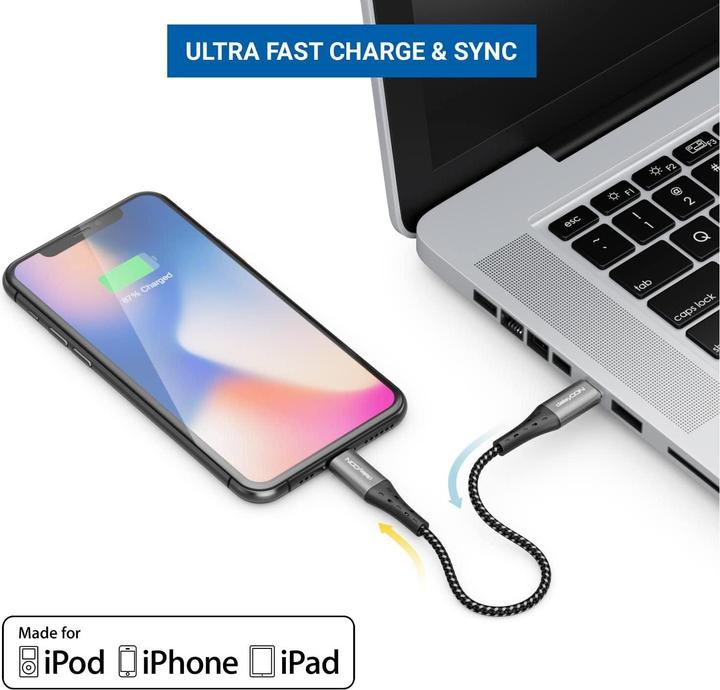 Image du produit deleyCON Câble USB 2.0 USB C - Lightning 0,15 m (0.15 m, USB 2.0)