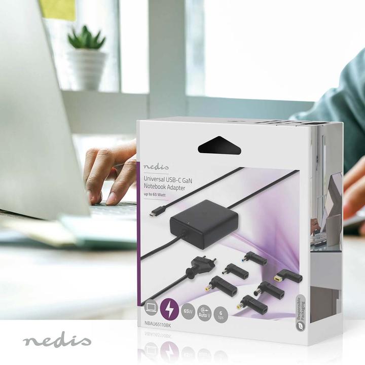 Image du produit Nedis Adaptateur pour ordinateur portable | GaN | 65 W | 5 / 9 / 12 / 15 / 20 V DC | 2,4 / 3,0 / 3,25 A | (65 W)