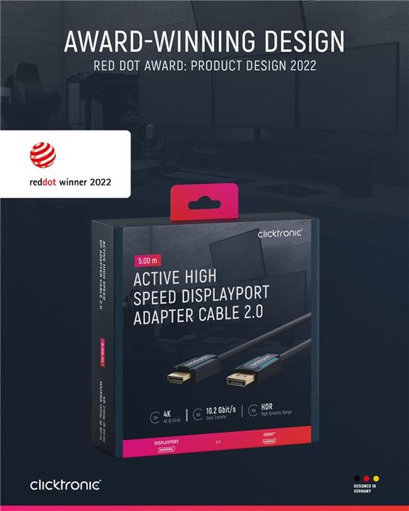 Produktbild clicktronic Casual DisplayPort/HDMI™ Adapterkabel, 5 m (5 m, HDMI, DisplayPort)