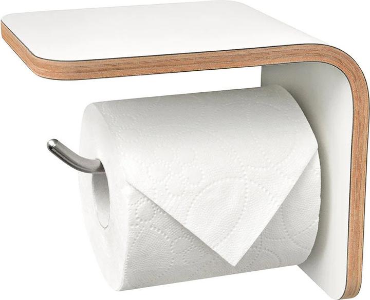 Produktbild Well Care Toilettenrollenhalter Holz Weiss mit Ablage
