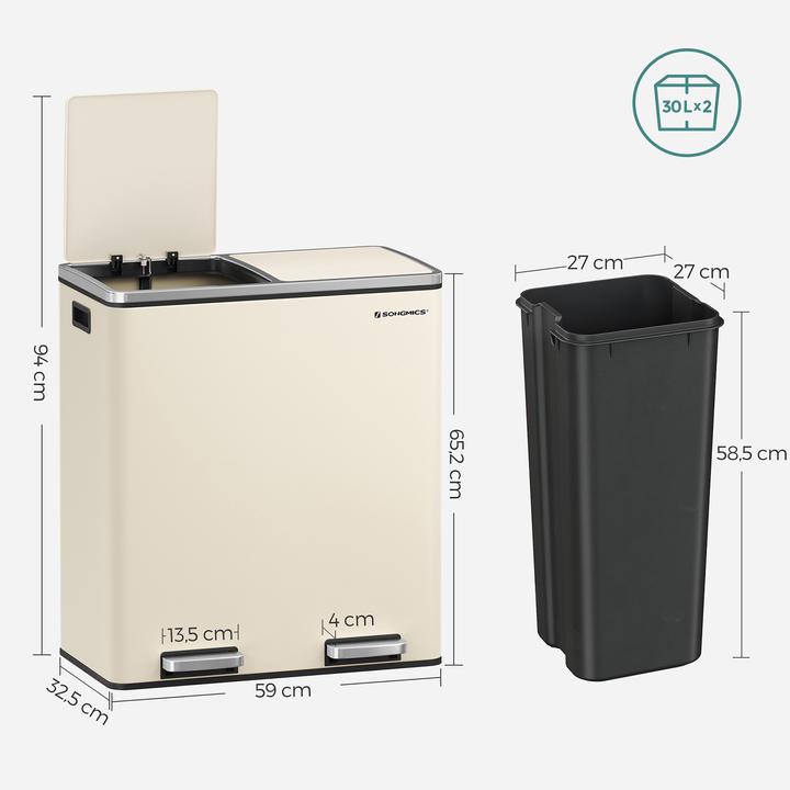 Actual product image Songmics Waste bin with lid and inner bin (60 l)