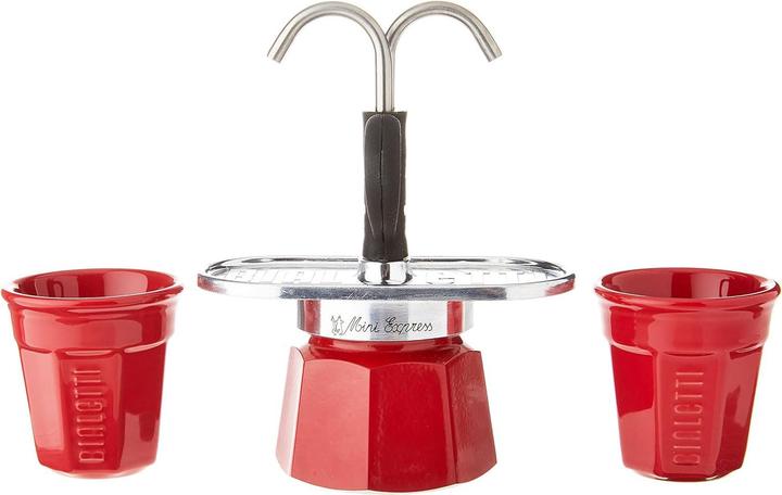 Produktbild Bialetti Mini Express Kaffeemaschine rot 2tz + 2 Tassen (2 T.)