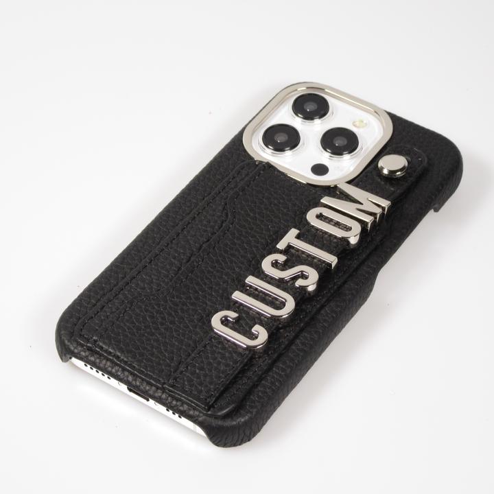 Produktbild PhoneLook Hülle Individuell angefertigte Lederhülle mit silbernem Schriftzug + Lanyard und Kartenfach (Apple iPhone 15 Pro Max)