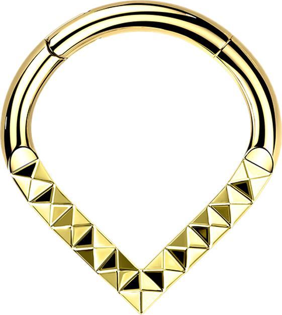 Produktbild Star Piercing Micro Segmentring klappbar Winkel vergoldet Winkelmuster (Titan G23, ohne Messing)