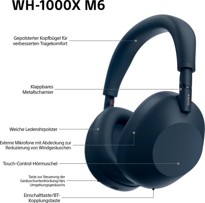 Image du produit Sony WH-1000XM6 (ANC, 30 h, Sans fil, Filaire)
